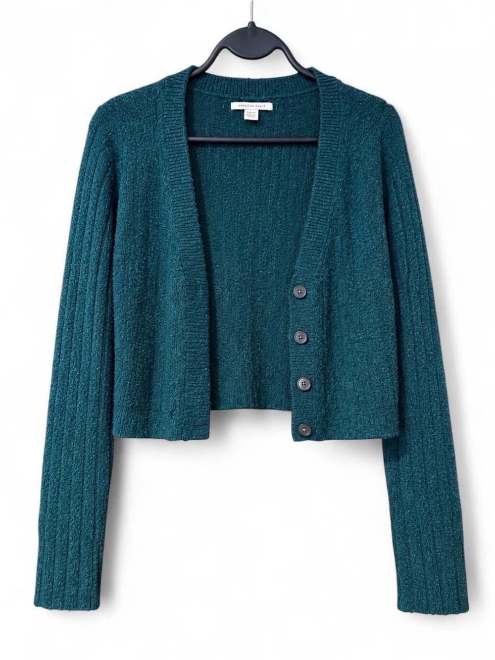 American Eagle Women’s XS Teal Cropped Button Front Cardigan Sweater